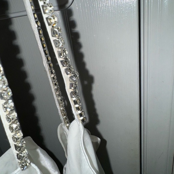 NWT Superdown Kita White‎ Satin Mini Dress Jeweled Straps - Picture 10 of 10